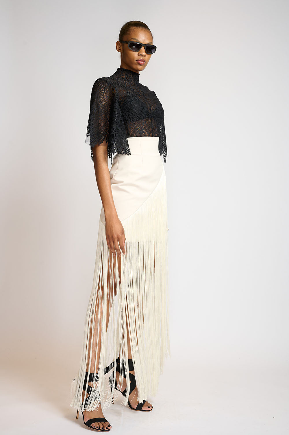 High Waisted Mini Skirt With Tassel Hem 2