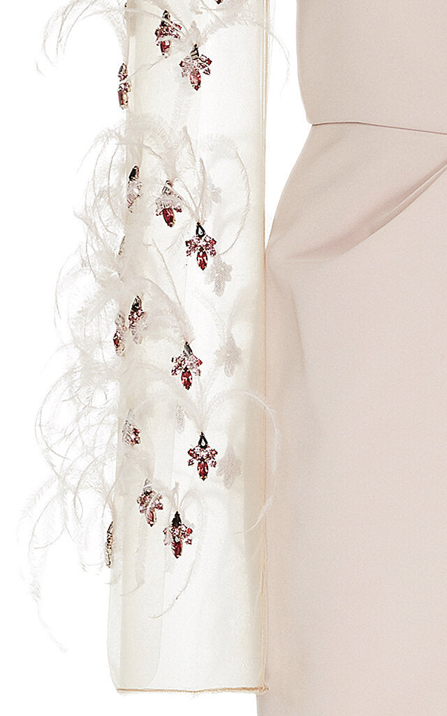 Crystal and feather Embroidered faille dress 4