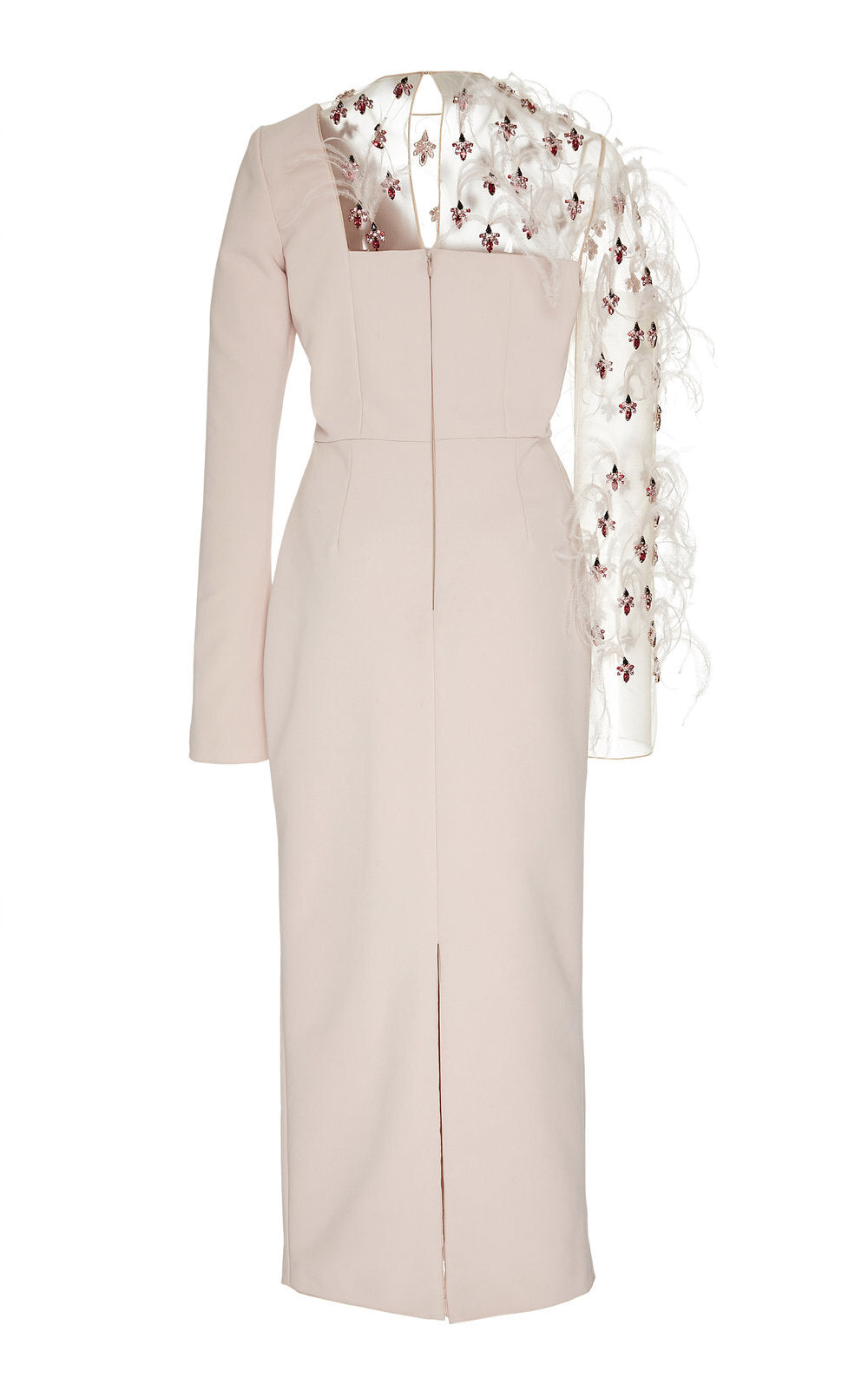 Crystal and feather Embroidered faille dress 3