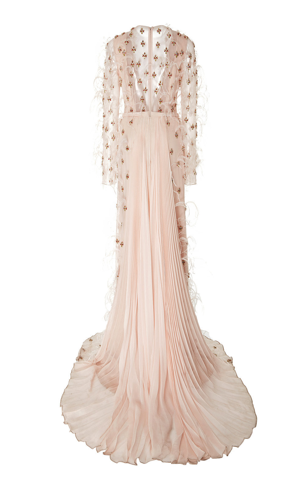 Feather And Ruby Preciosa crystal Embroidered Silk Chiffon Gown 3