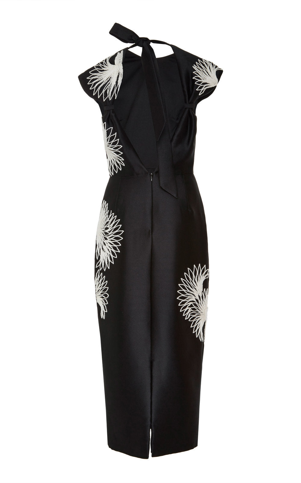 Bugle Beaded Fan Embroidered silk Midi Dress 3