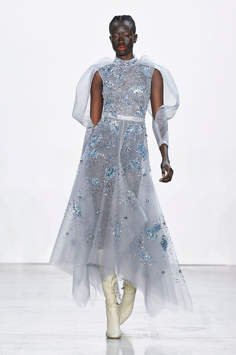 Cloud Tulle Callas Embroidery Cocktail Dress with Draped