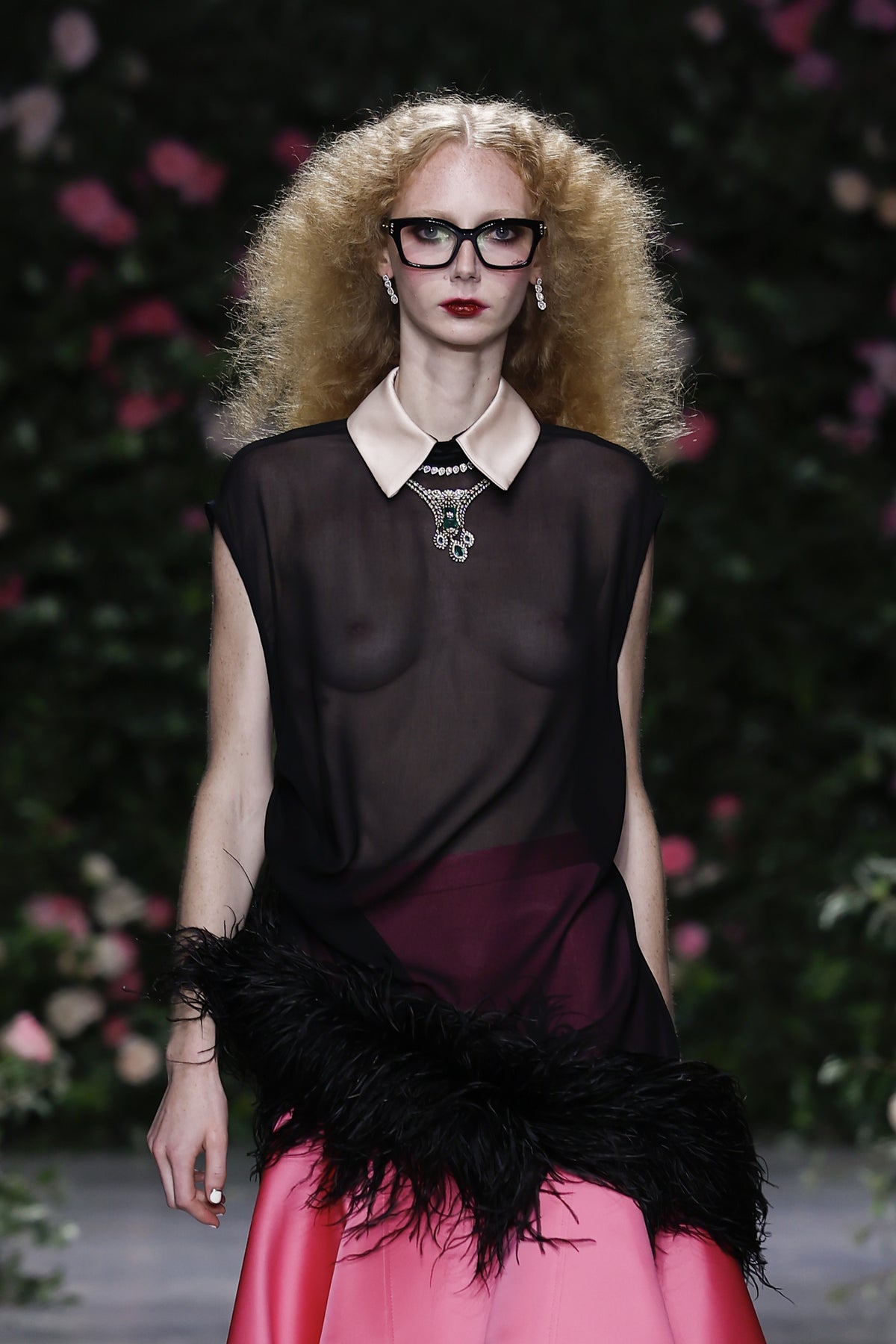 Onyx Sheer Crepe Tunic with Feathered Hem