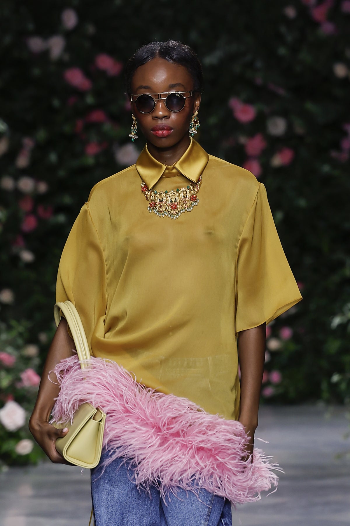 Marigold Sheer Crepe Tunic with Feathered Hem