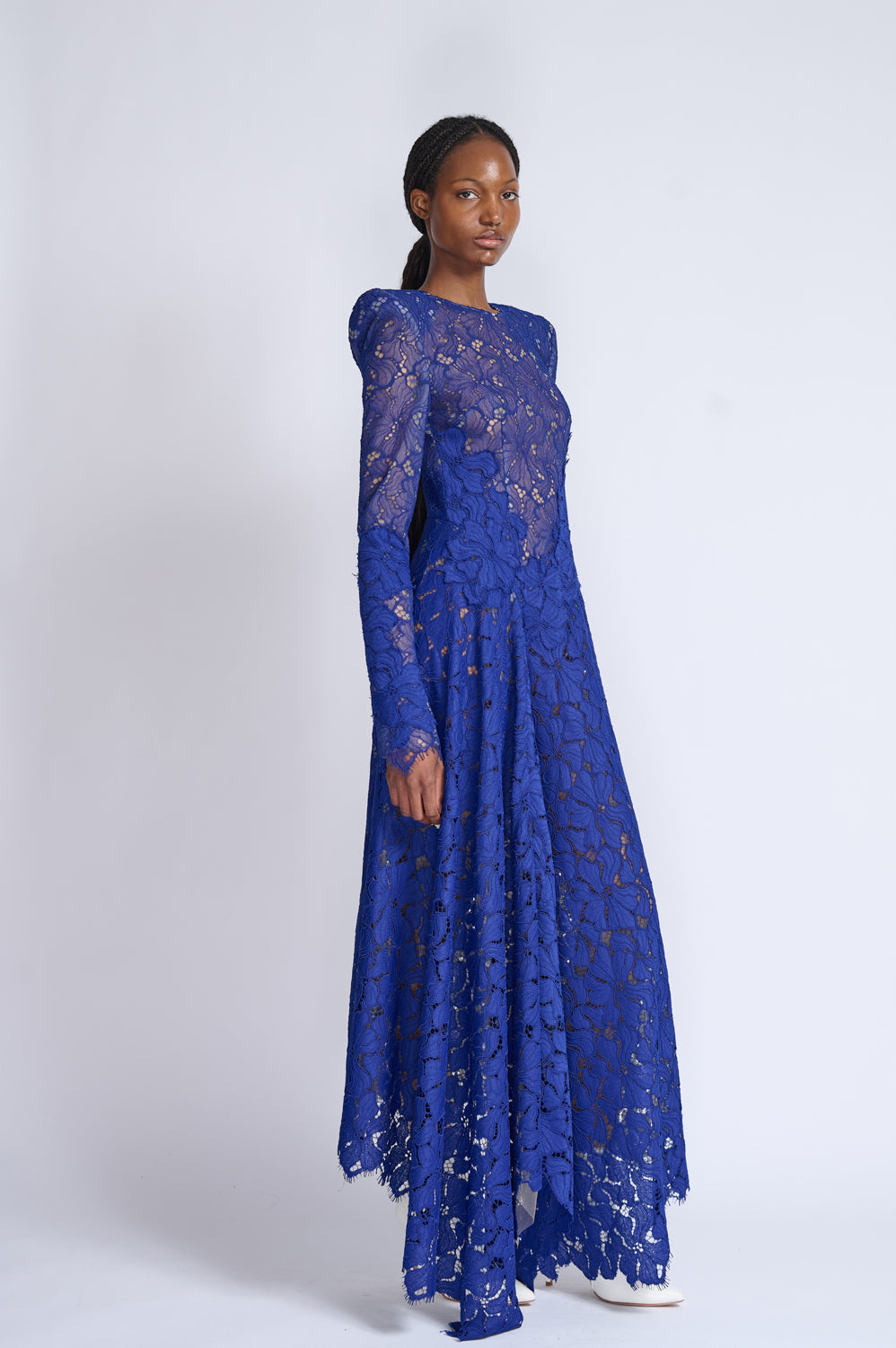Yves Blue Lace Dress With Asymmetrical Hem 2