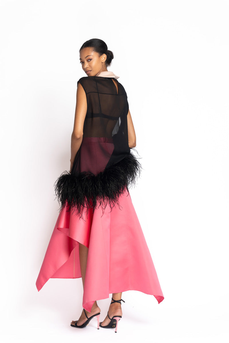 Onyx Sheer Crepe Tunic with Feathered Hem 4