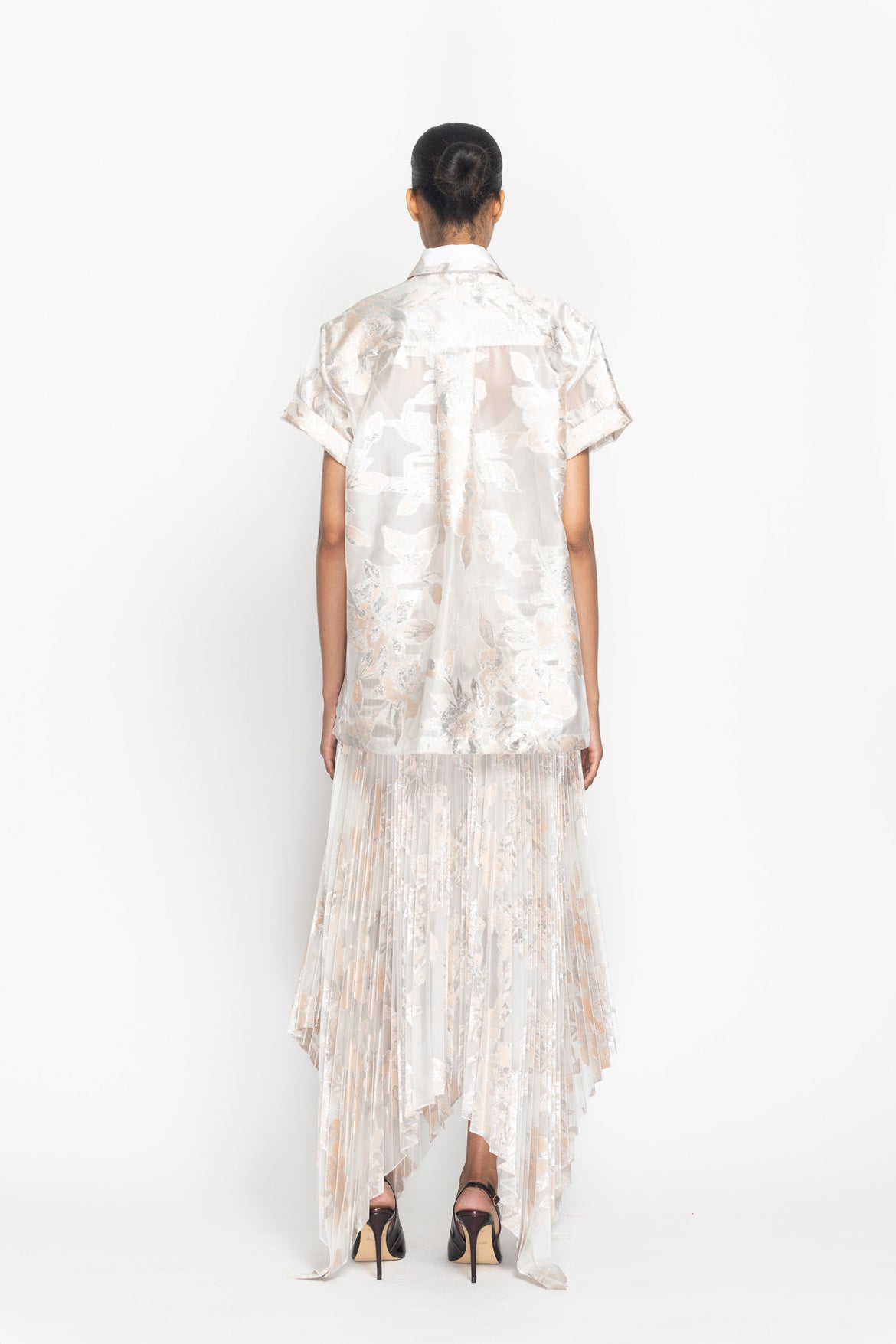 Botanical Organza Jacquard Trench Top Back