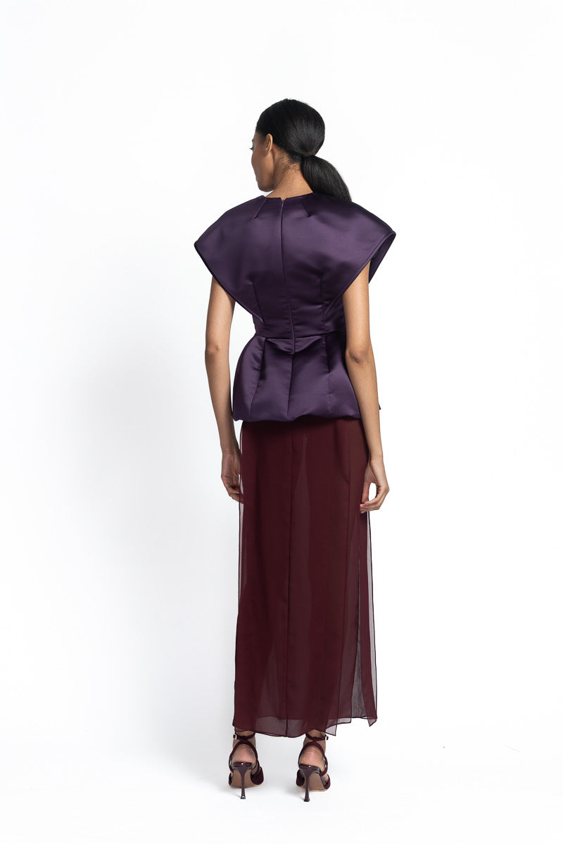 Amethyst Double Duchess Peplum Top Back