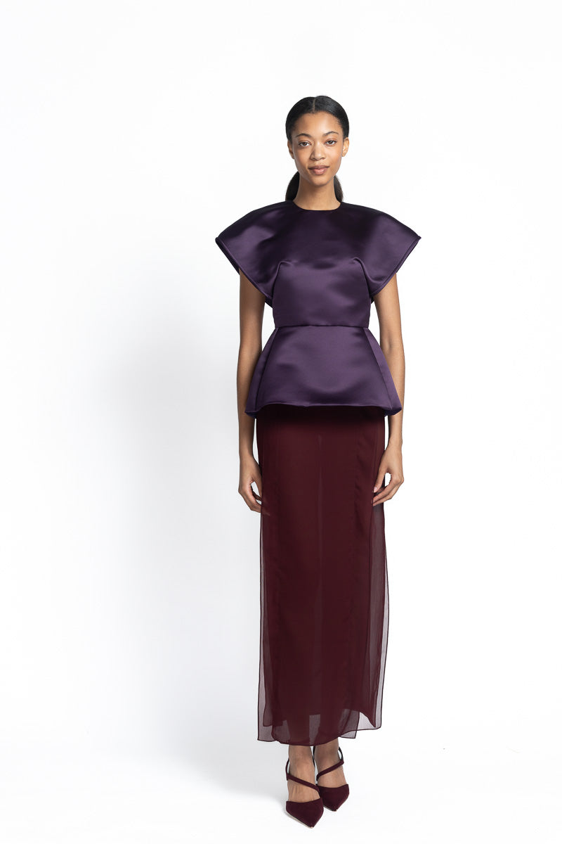 Amethyst Double Duchess Peplum Top Front