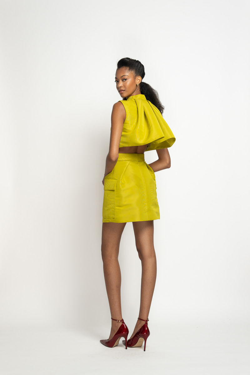 Chartreuse Faille Wing Top 4