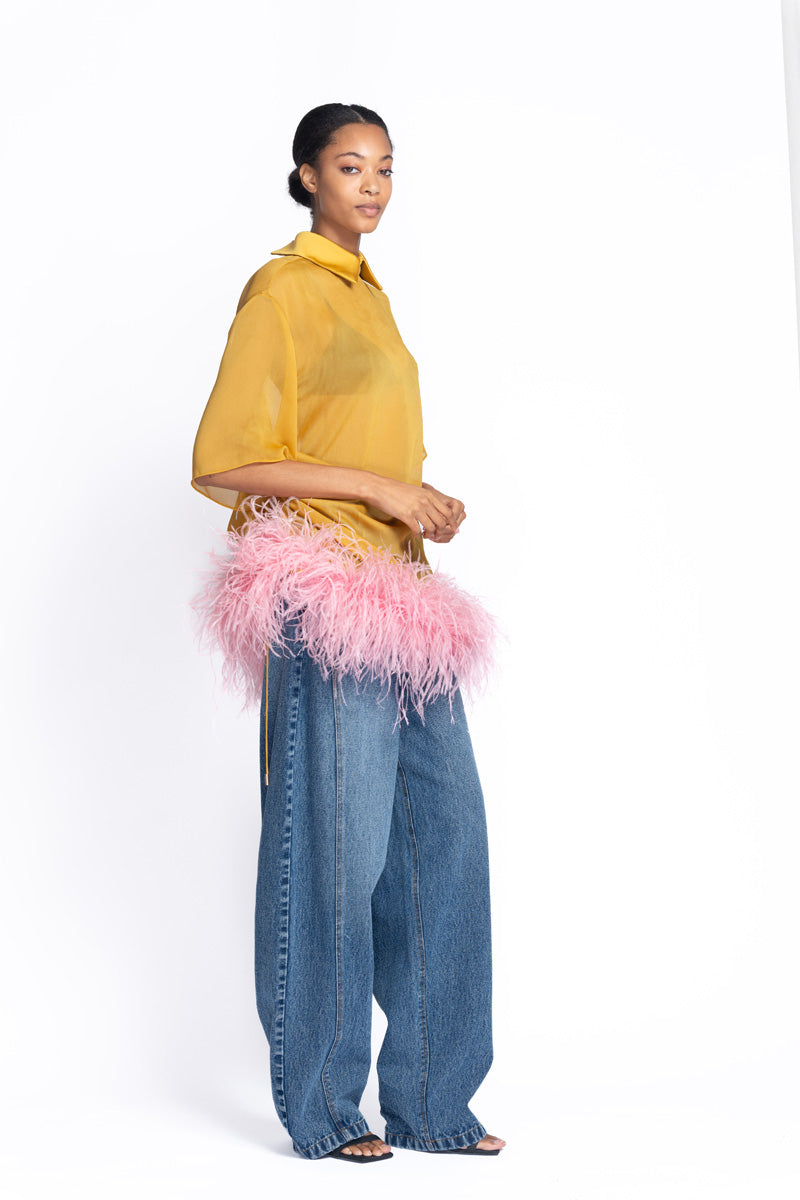 Marigold Sheer Crepe Tunic with Feathered Hem 3
