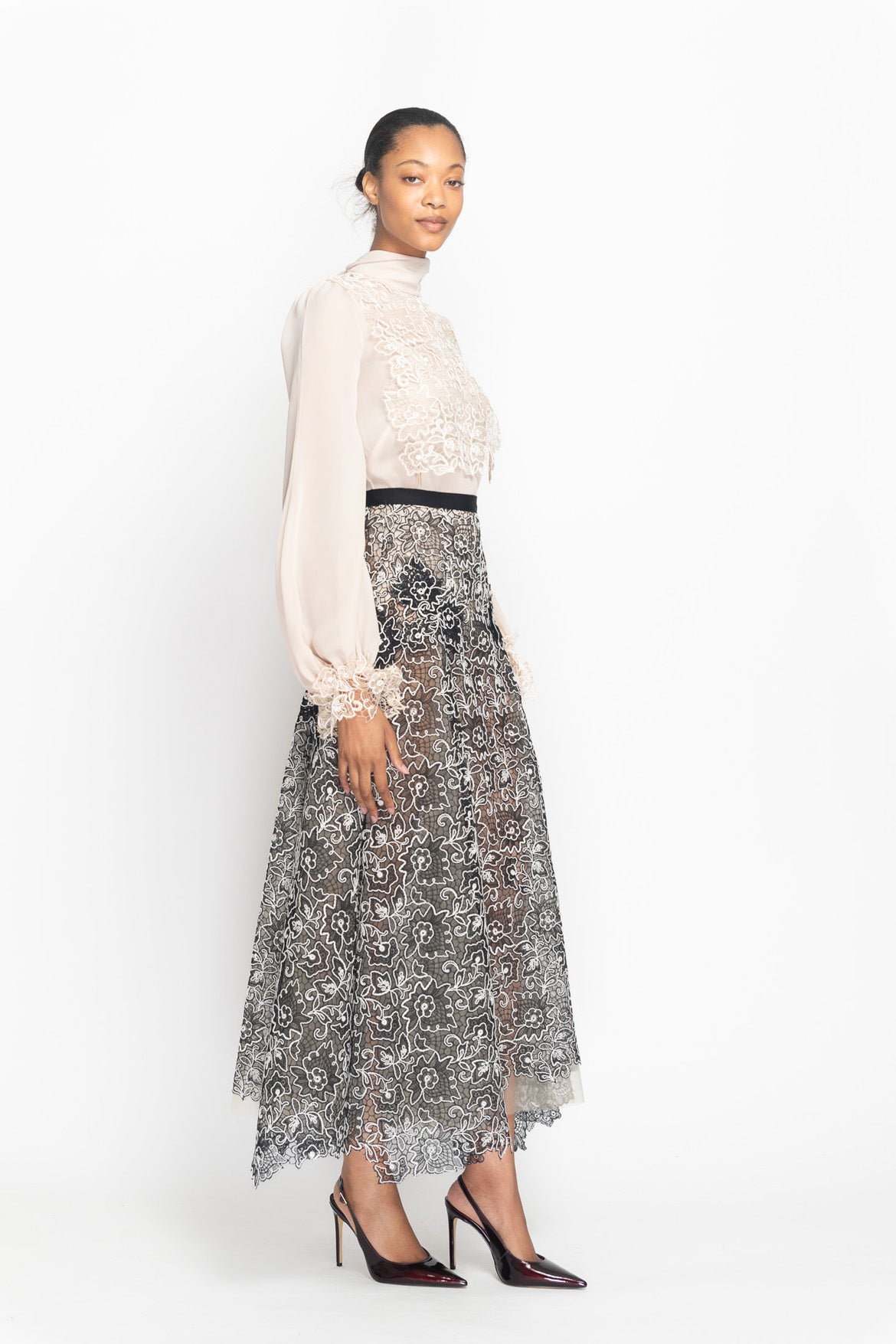 Onyx Belle Fleur Lace and Tulle Skirt Side One