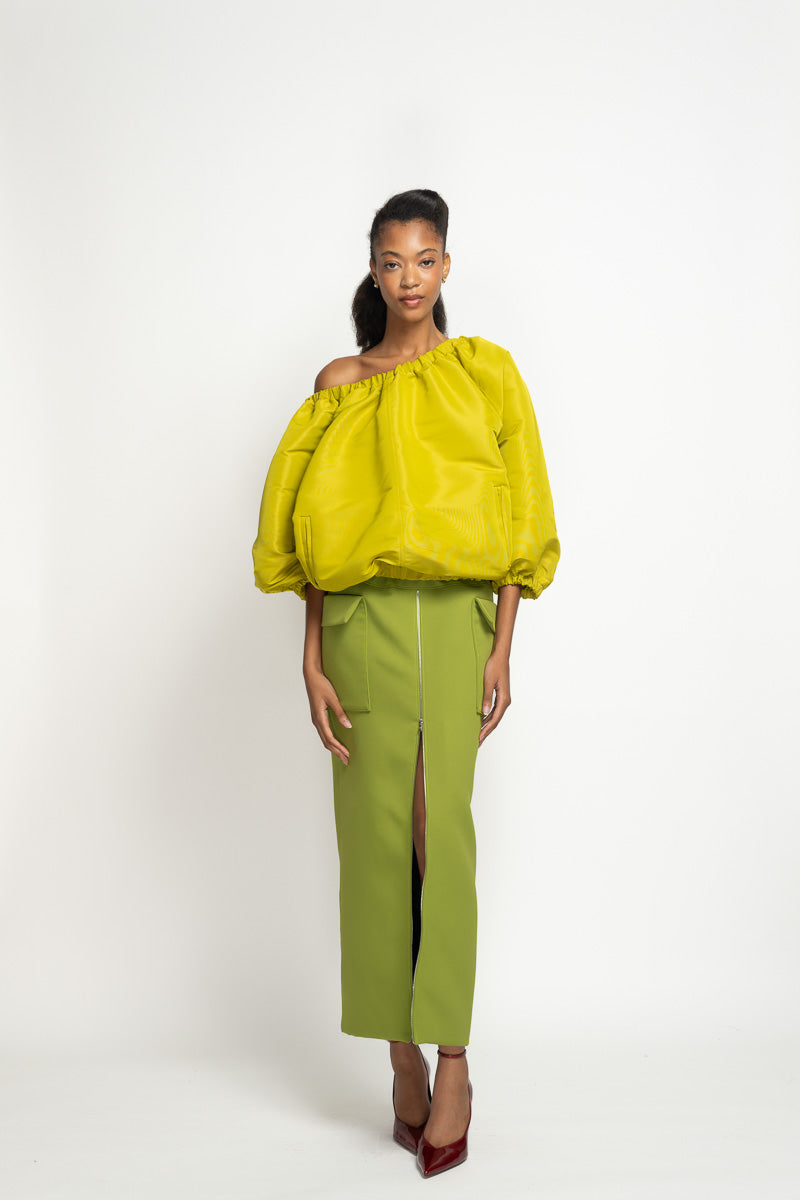 Chartreuse Faille Cloud Bomber Top 2