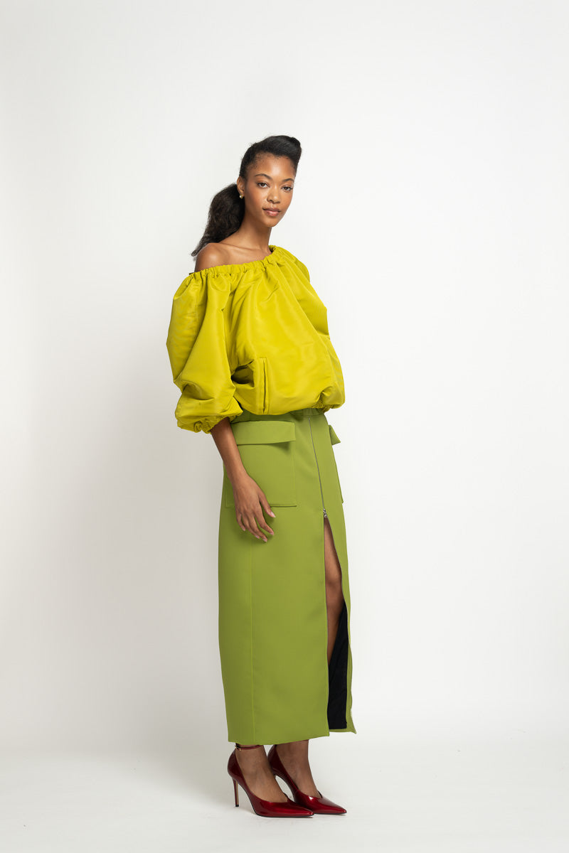 Chartreuse Faille Cloud Bomber Top 3