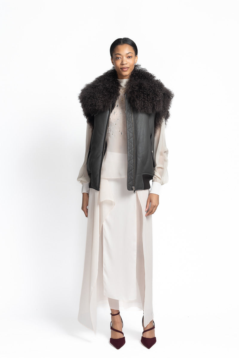 Curly Shearling Vest Front