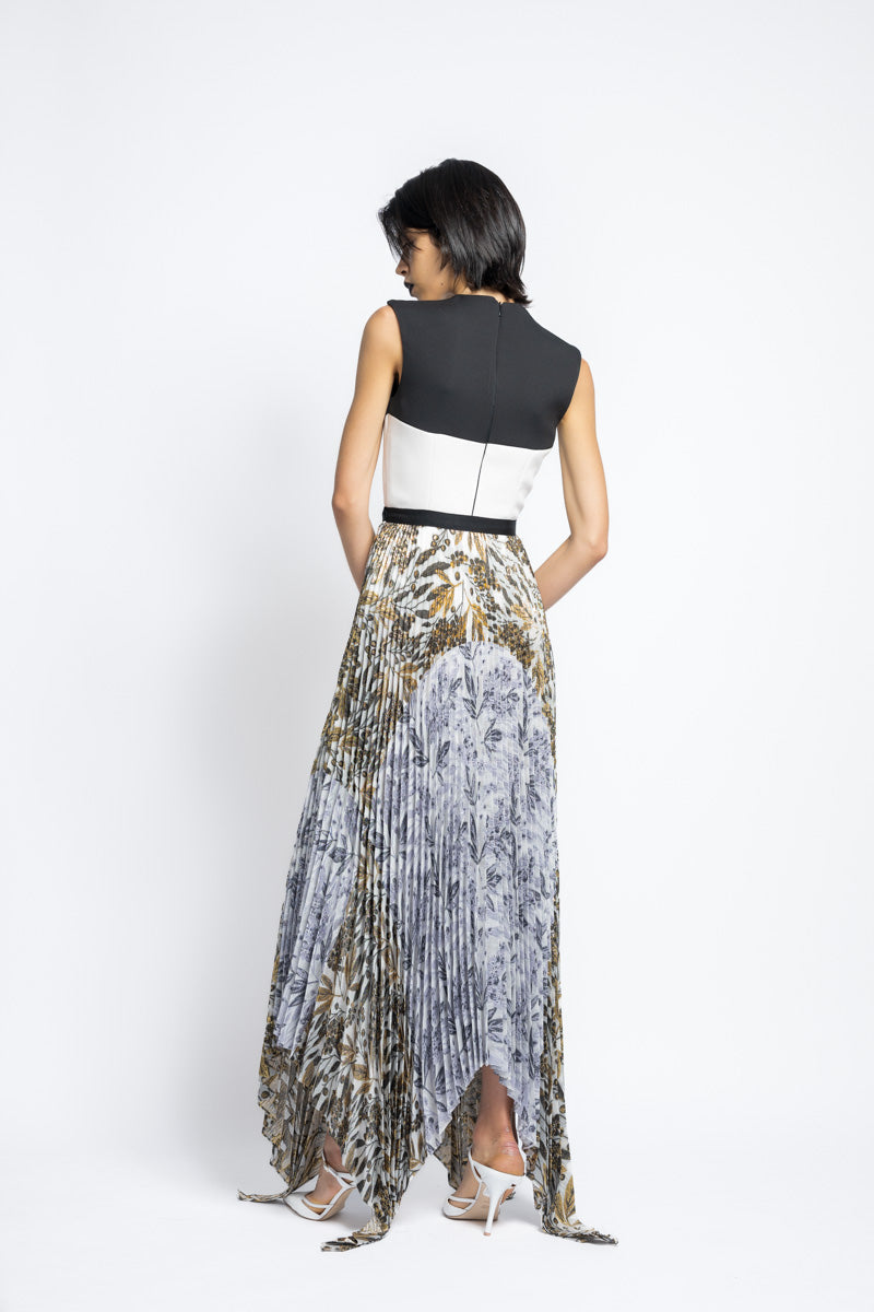 Bay Leaf Jacquard Pleated Skirt With Handkerchief Hem 6