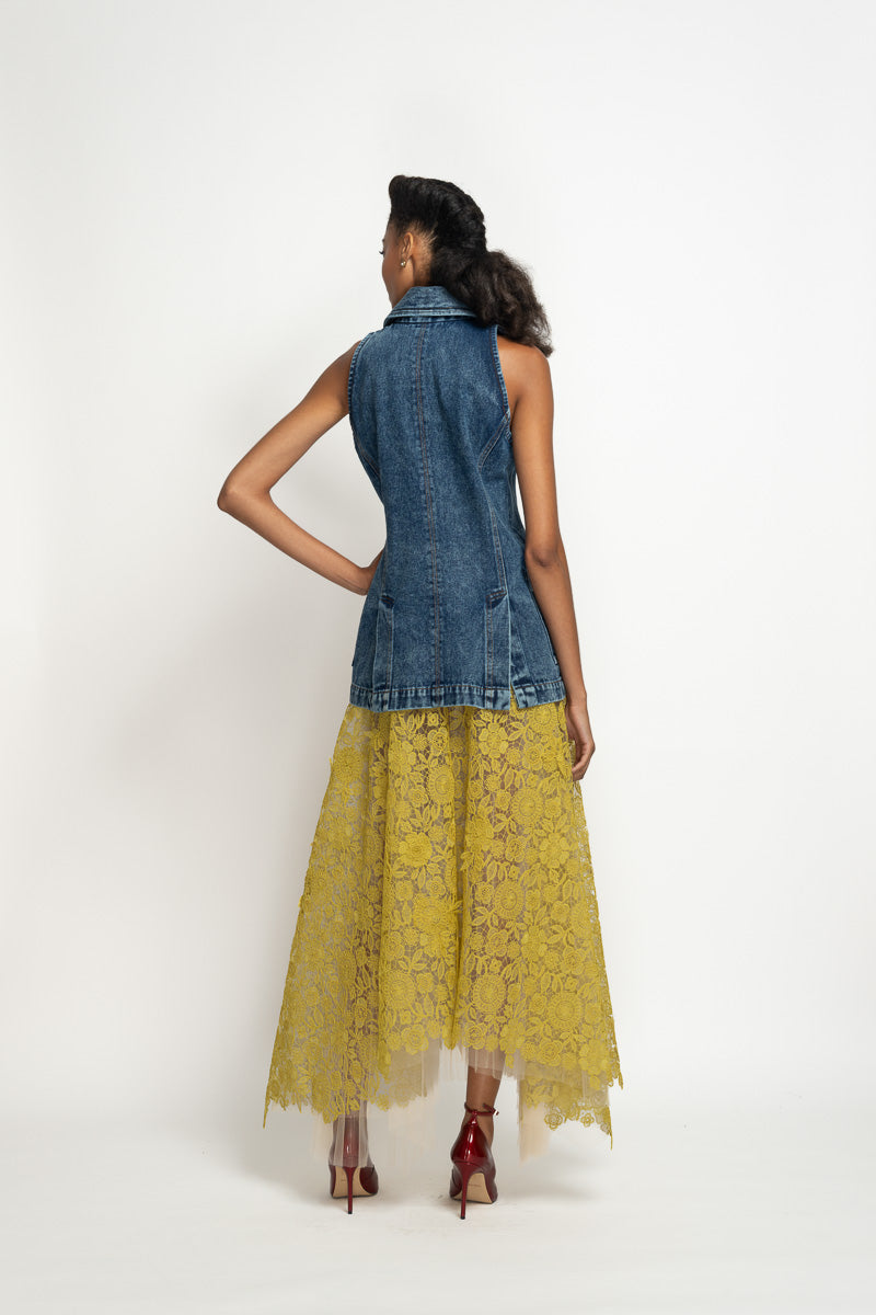 Indira Denim Double-Breasted Vest 5