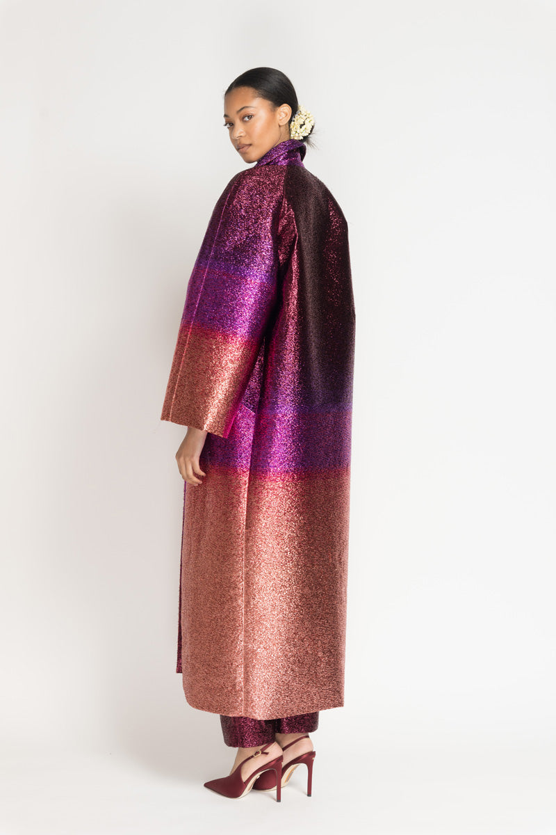 Fuchsia/Copper Ombre Lurex Bagh Coat 4