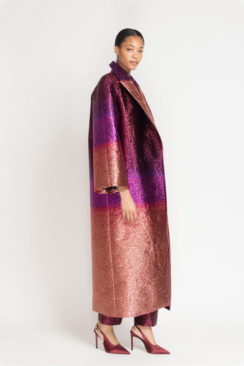 Fuchsia/Copper Ombre Lurex Bagh Coat 3