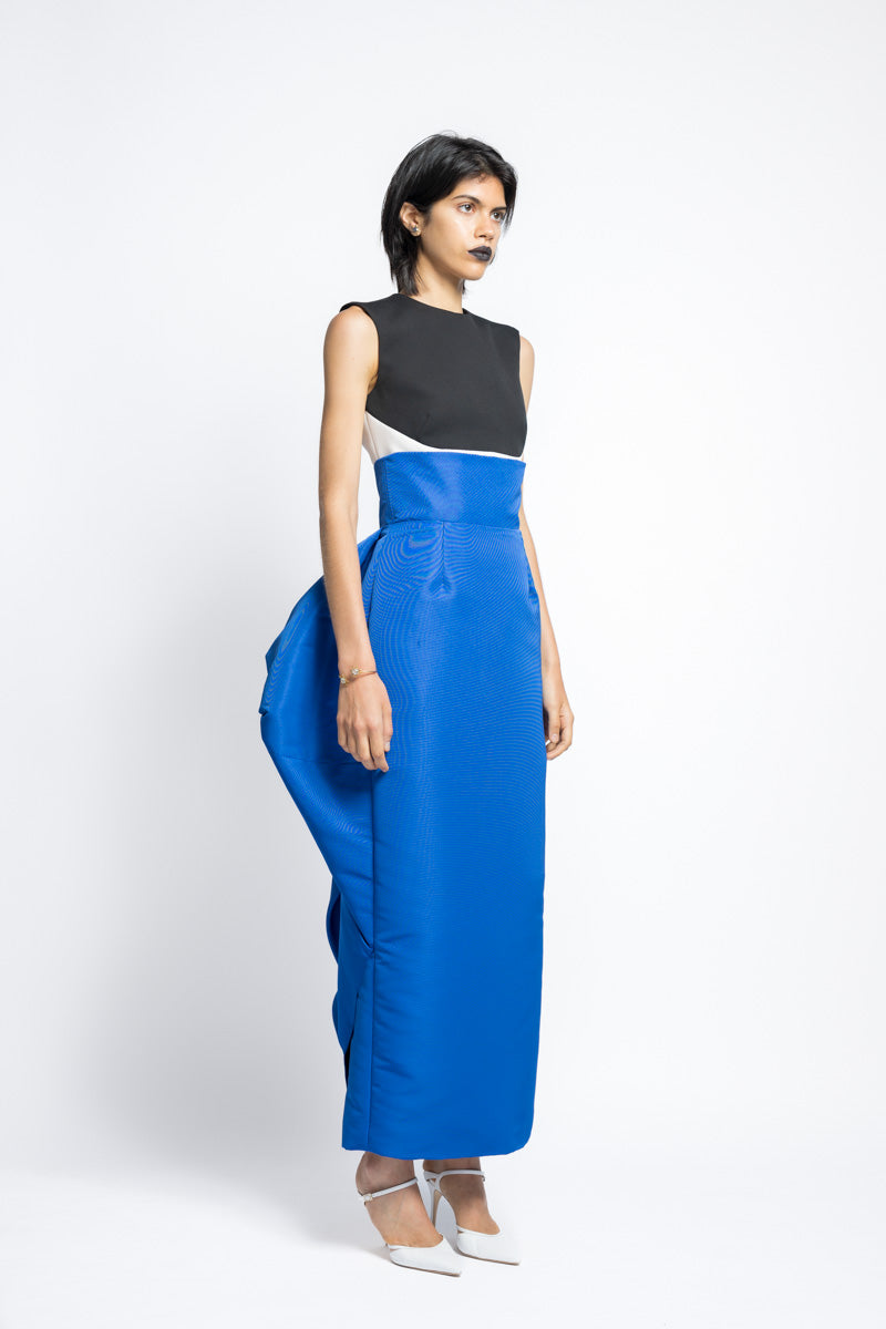 Faille Pencil Skirt With Petal Drape Back Detail 3