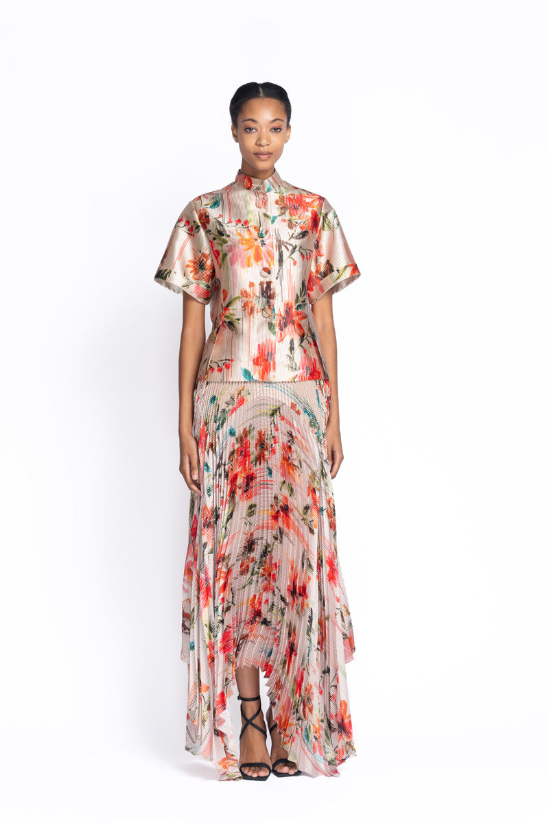 Luisa Print Twill Pleated Skirt 2