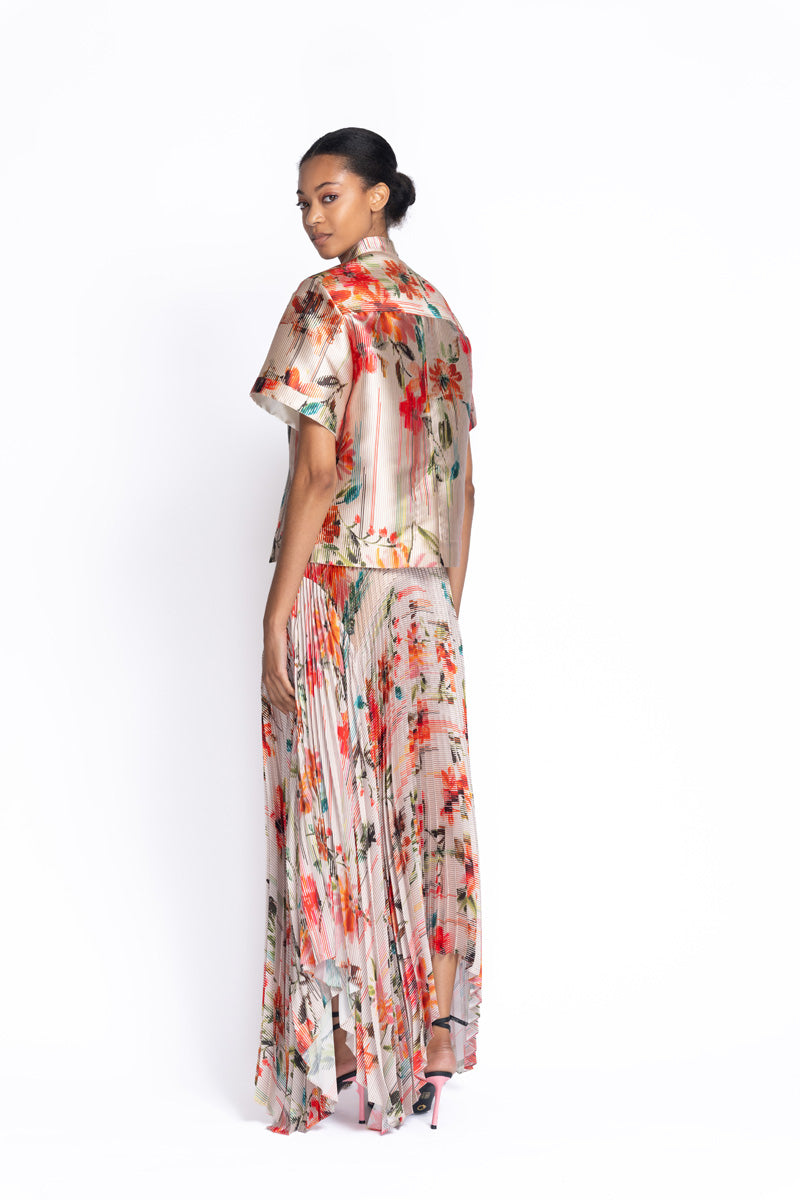 Luisa Print Twill Pleated Skirt 4