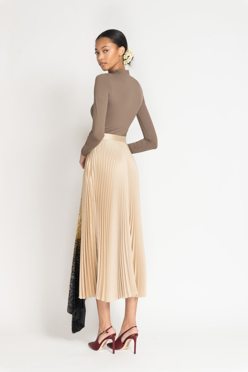 Gold Gazaar Pleated Skirt with Black/Gold Ombre Lurex Insert 4