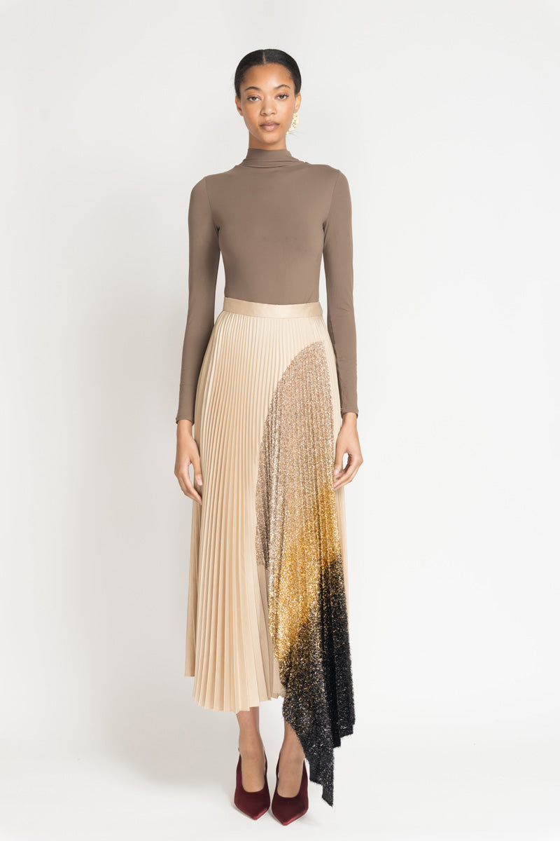 Gold Gazaar Pleated Skirt with Black/Gold Ombre Lurex Insert 2