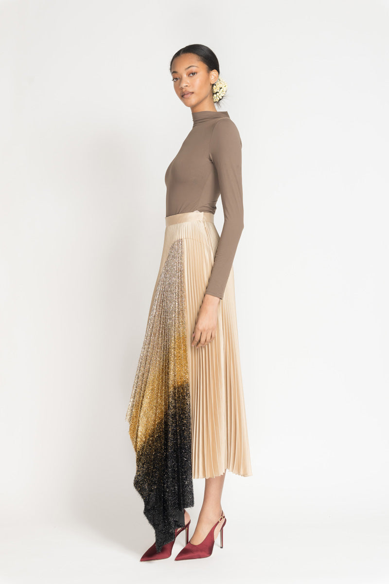 Gold Gazaar Pleated Skirt with Black/Gold Ombre Lurex Insert 3