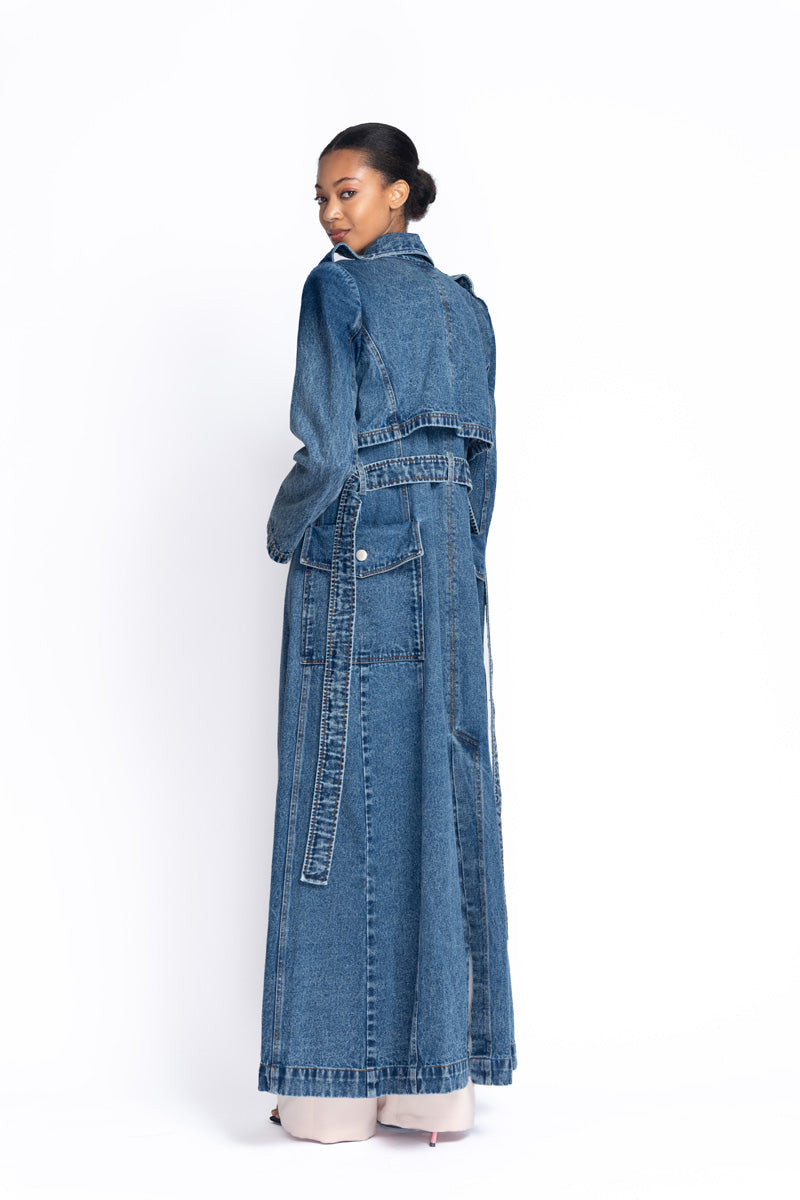 Indigo Denim Trench Coat 5