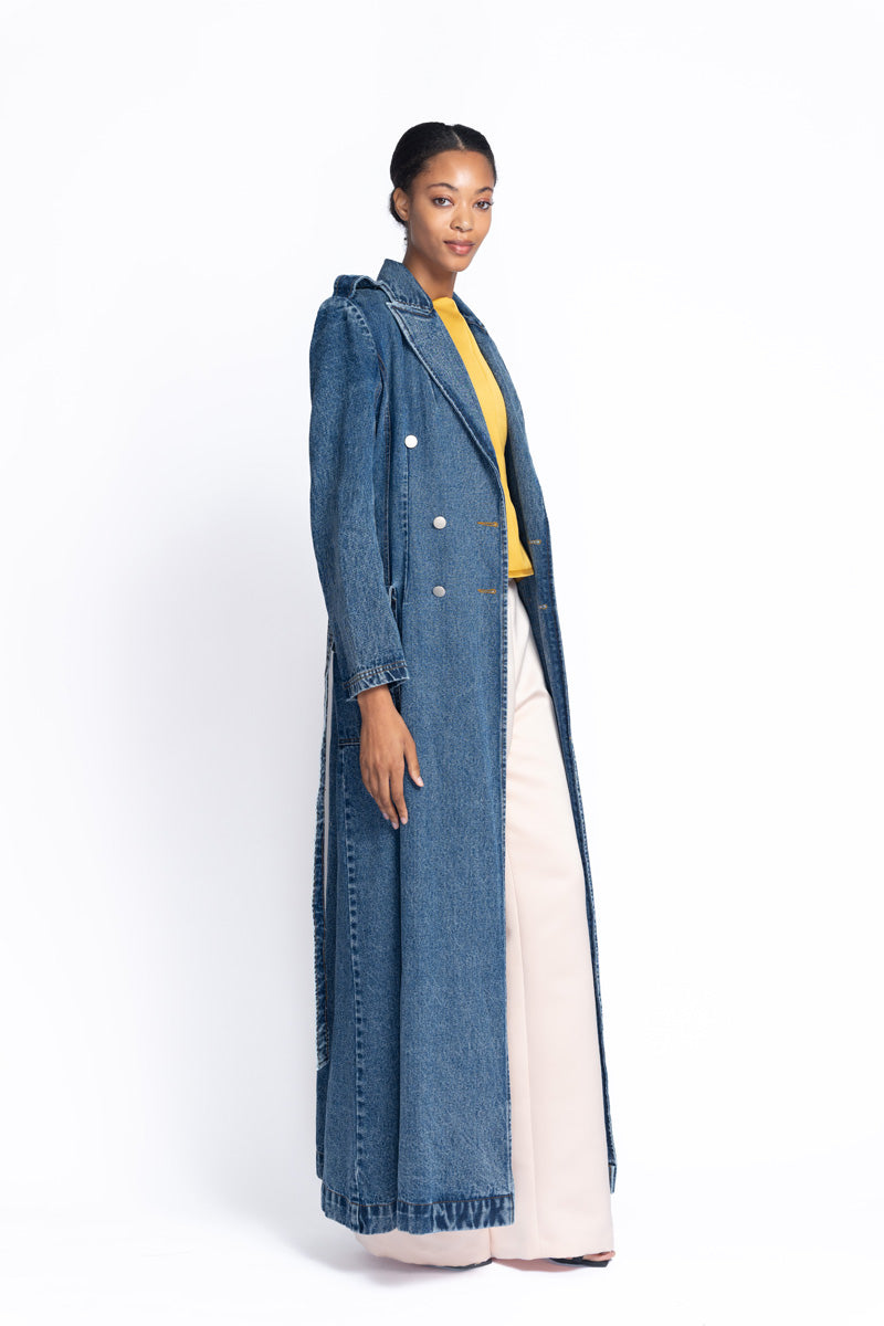Indigo Denim Trench Coat 4