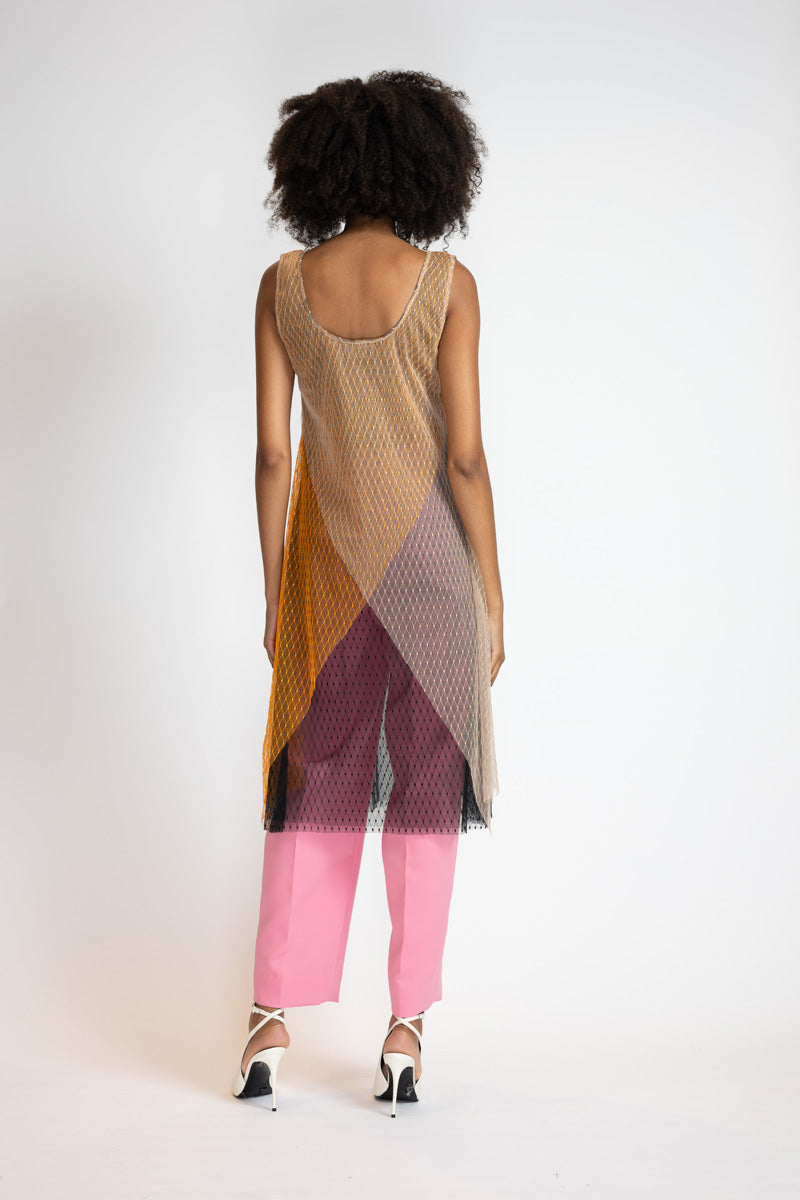 Tricolor Lattice Point D’Esprit Camisole Tunic 7