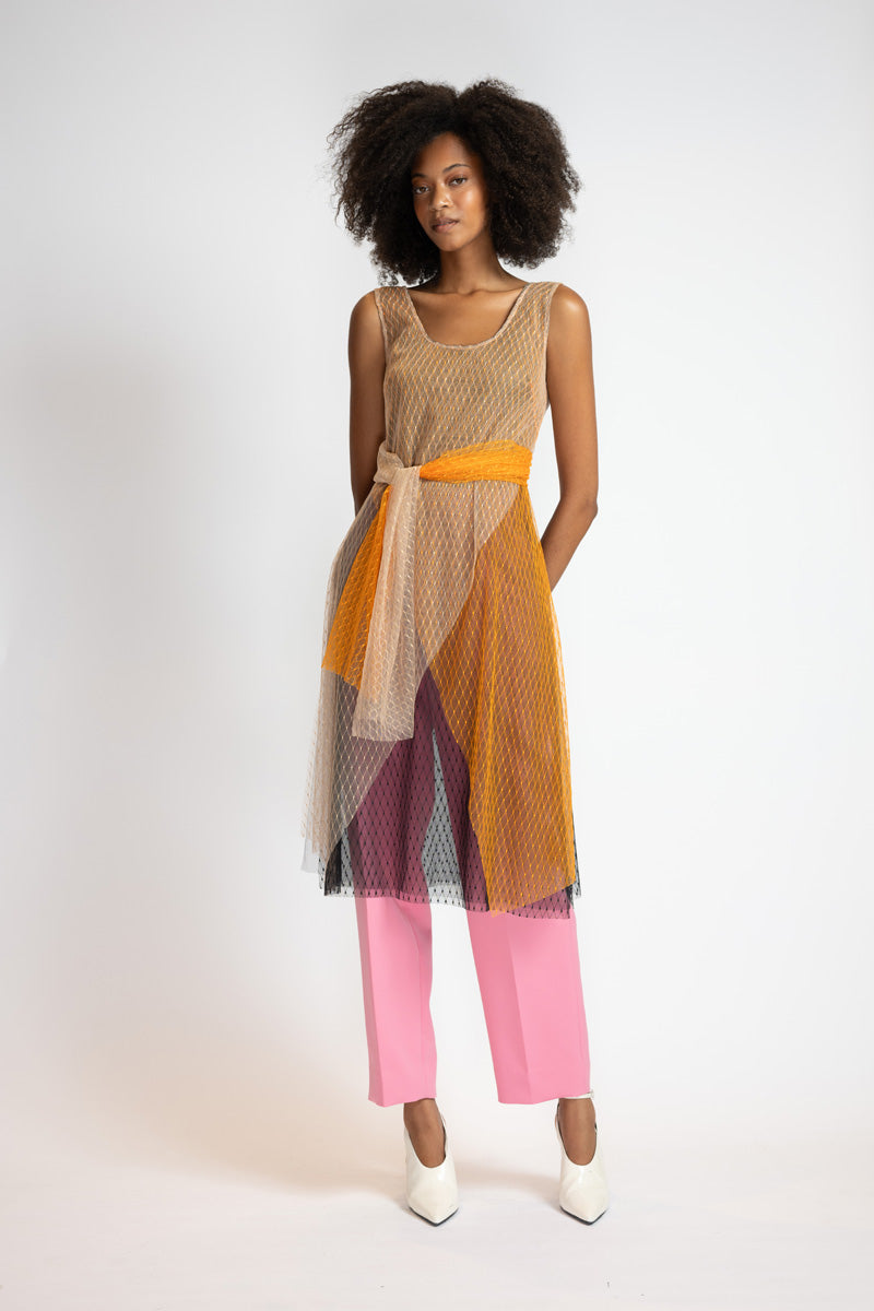Tricolor Lattice Point D’Esprit Camisole Tunic 3