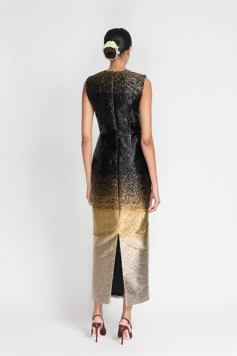 Black/Gold Ombre Lurex Dress4