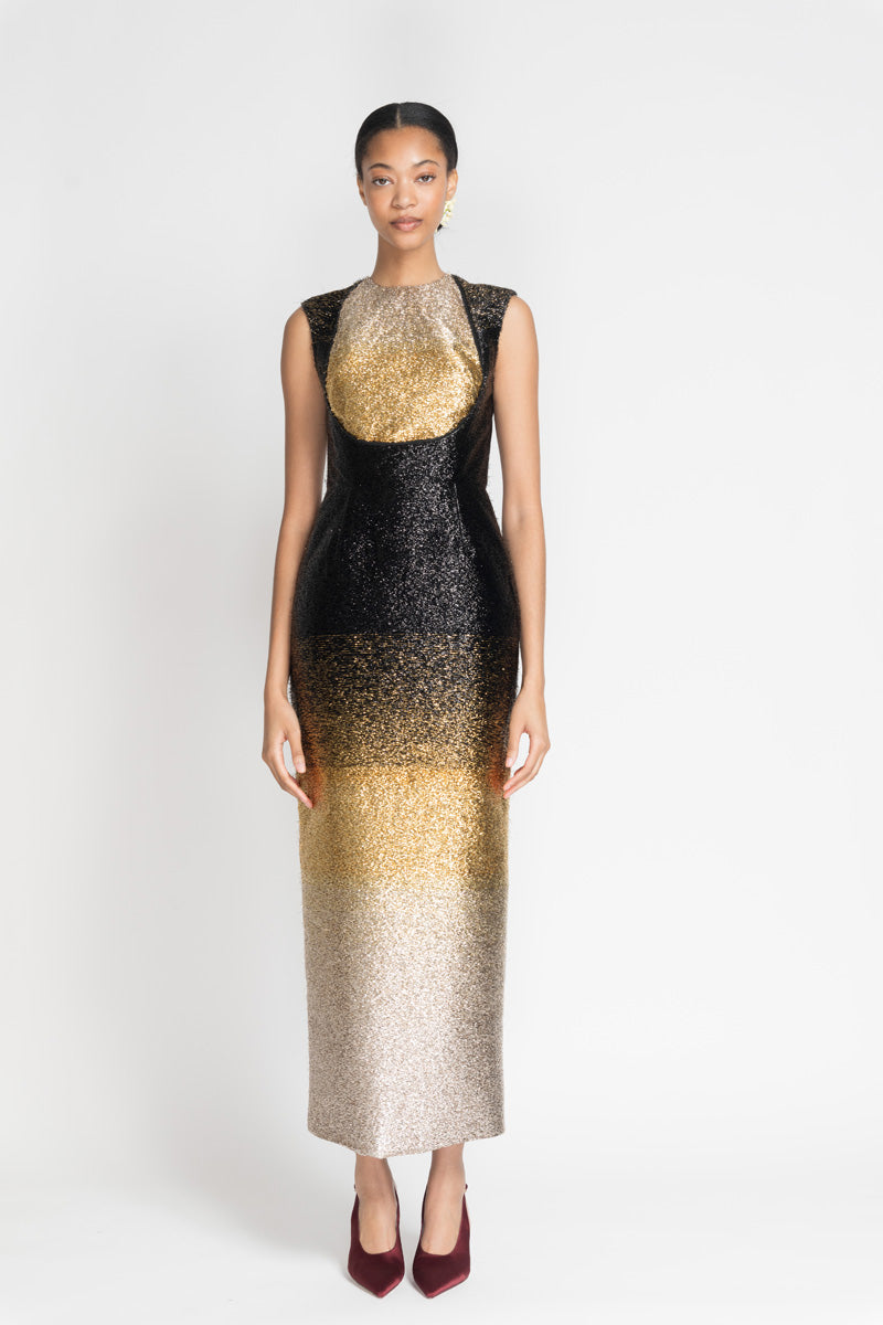 Black/Gold Ombre Lurex Dress2