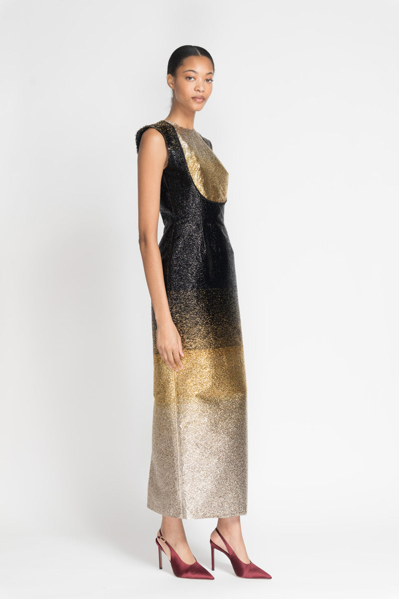 Black/Gold Ombre Lurex Dress3