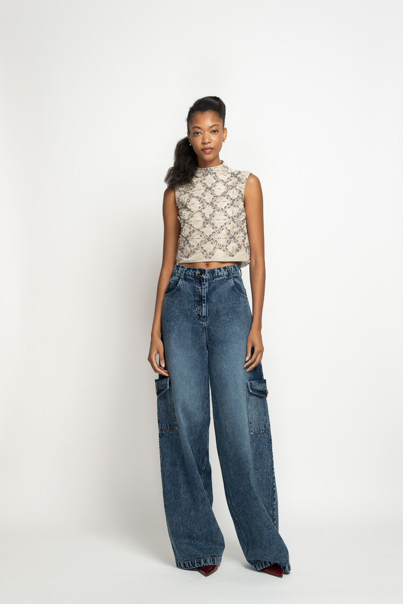 Indira Denim Cargo Trousers 2