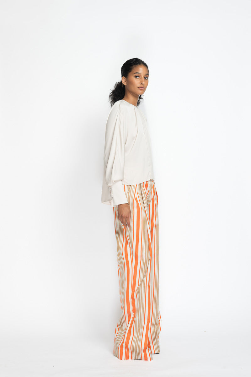 Ivory Satin Crepe Kimono Blouse 3