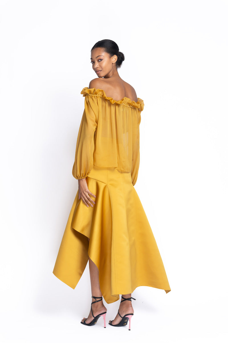 Marigold Sheer Crepe Poet Blouse 4