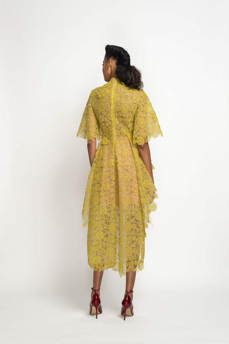 Chartreuse Smita Lace Top with Tails 5