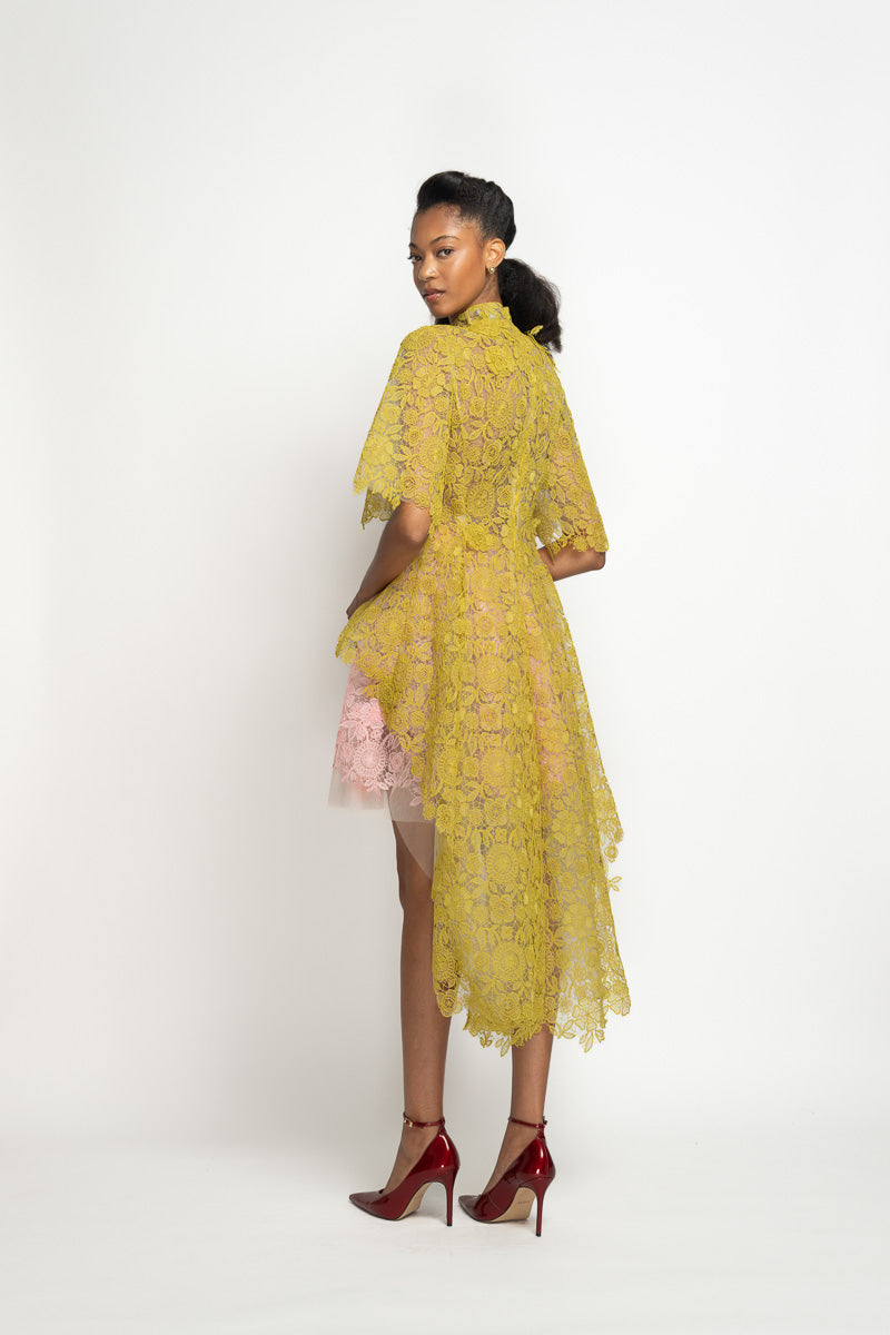 Chartreuse Smita Lace Top with Tails 4