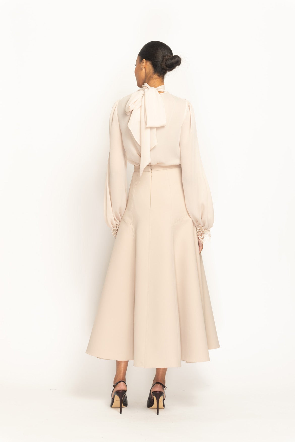 Almond Cady Flared Skirt Back