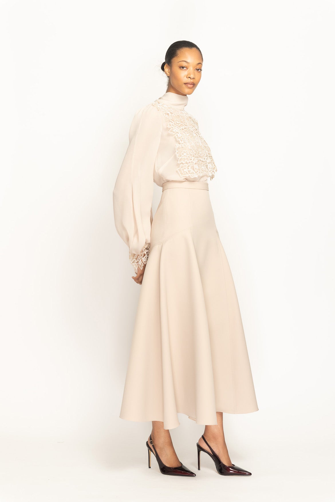 Almond Cady Flared Skirt Side One