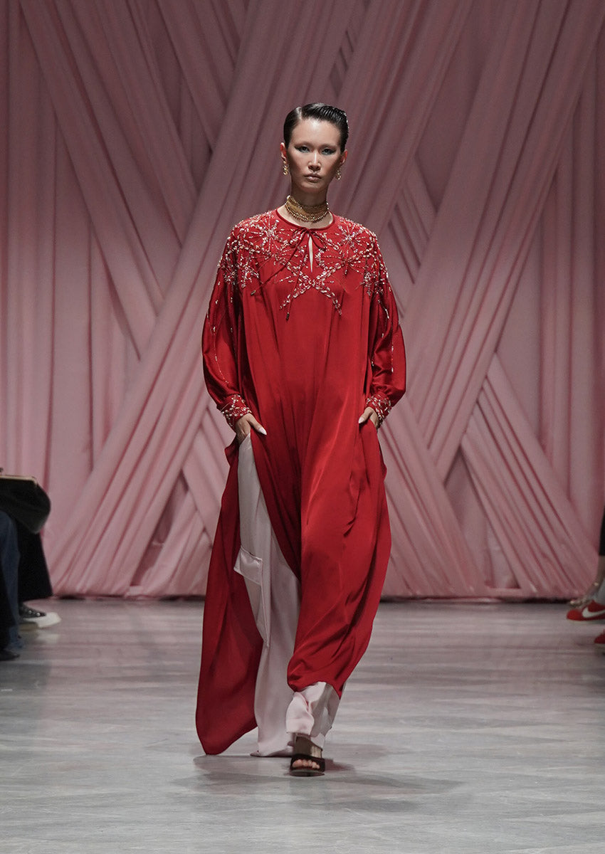 Sindoor Satin Crepe Kurta with Sitara Embroidery 1