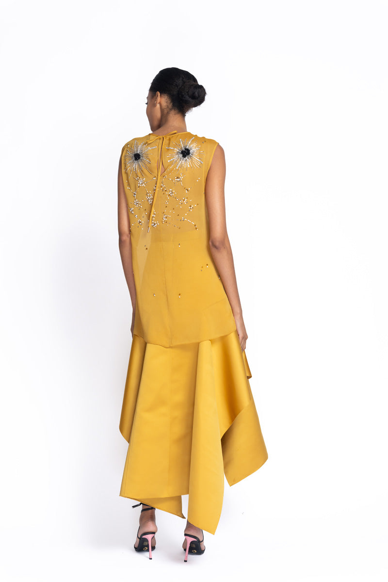 Gemma Embroidered Marigold Sheer Crepe Top 5