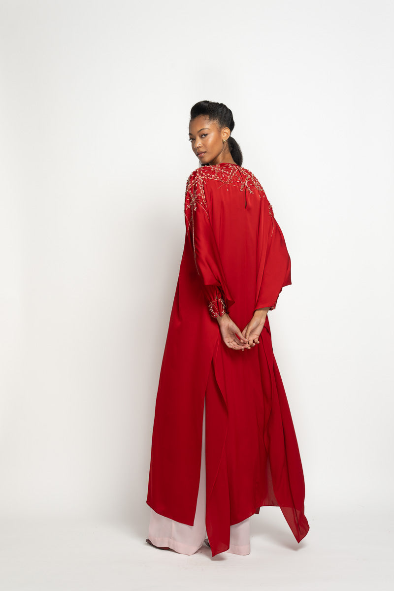 Sindoor Satin Crepe Kurta with Sitara Embroidery 4
