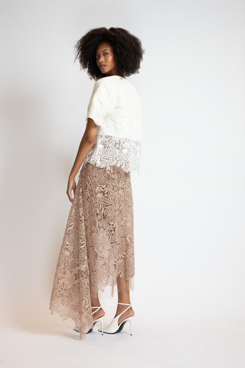 White Faille And Nomad Lace Top 3
