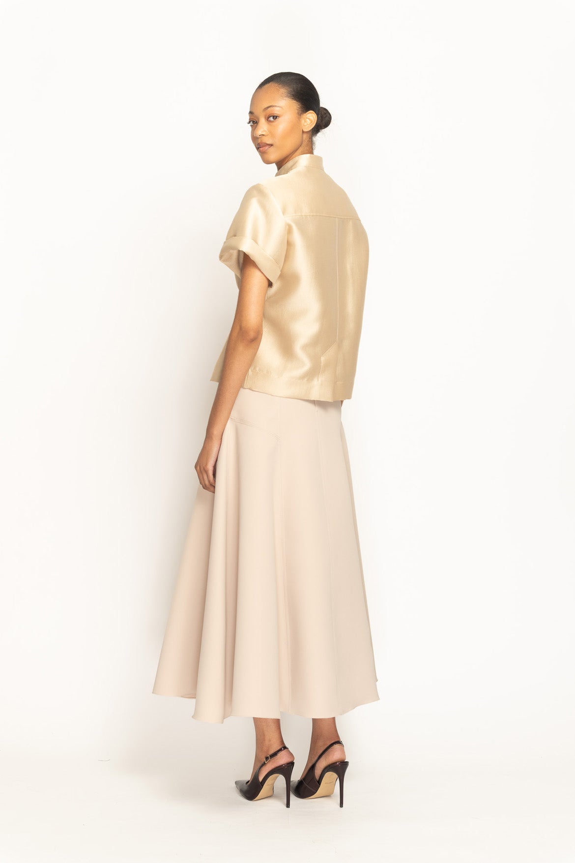 Almond Gazaar Button Up Blouse Side Two
