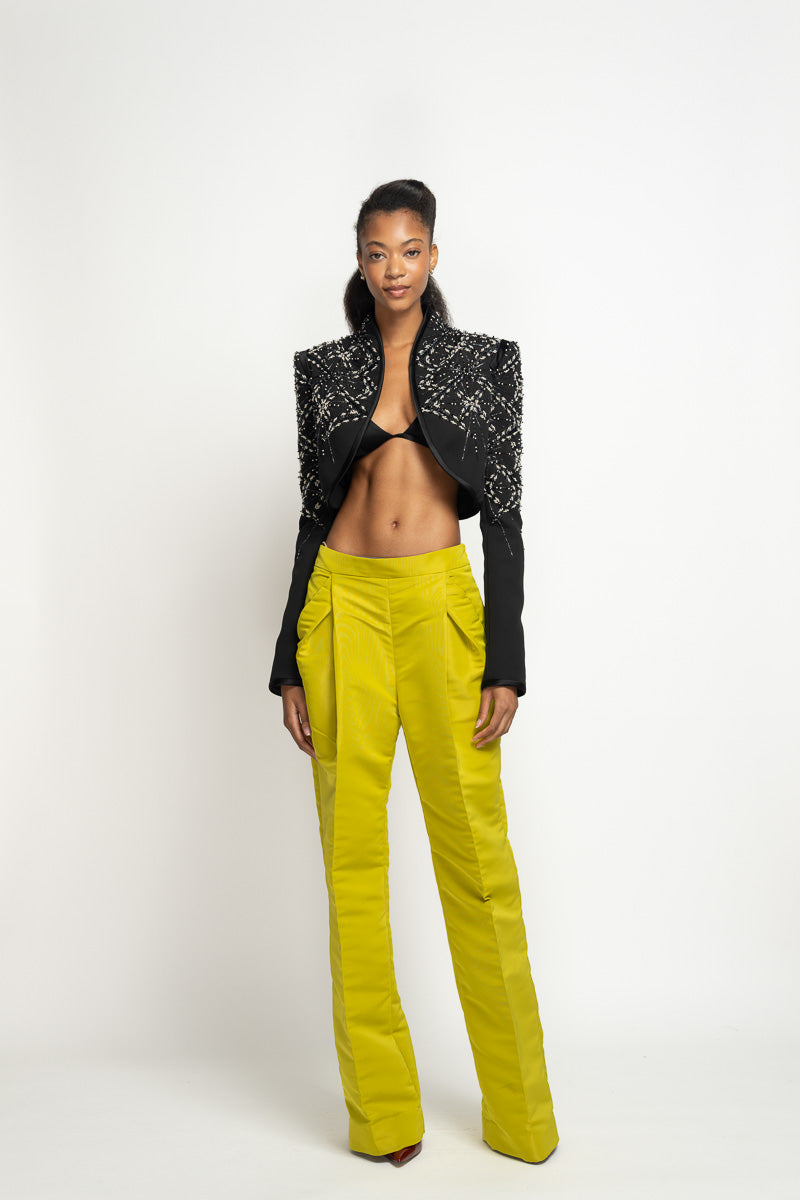Sitara Embroidered Black Cady Cropped Jacket 2