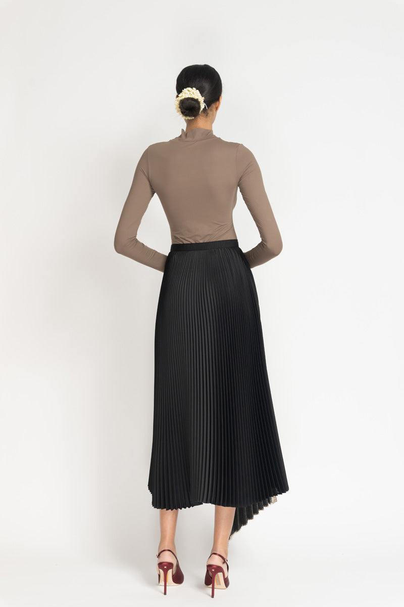 Black Gazaar Pleated Skirt With Black/Gold Ombre Lurex Insert 4